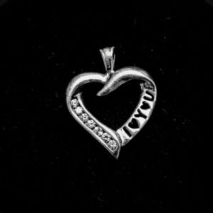 Sterling Silver CZ "I Love You" Pendant